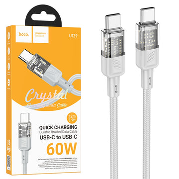 Cablu Hoco U129 Crystal, USB-C, 60W, 1.2m - Gri