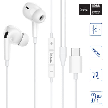 Casti cu Fir Hoco M101 Pro, In Ear, USB-C, Microfon Digital, 10mm - Alb