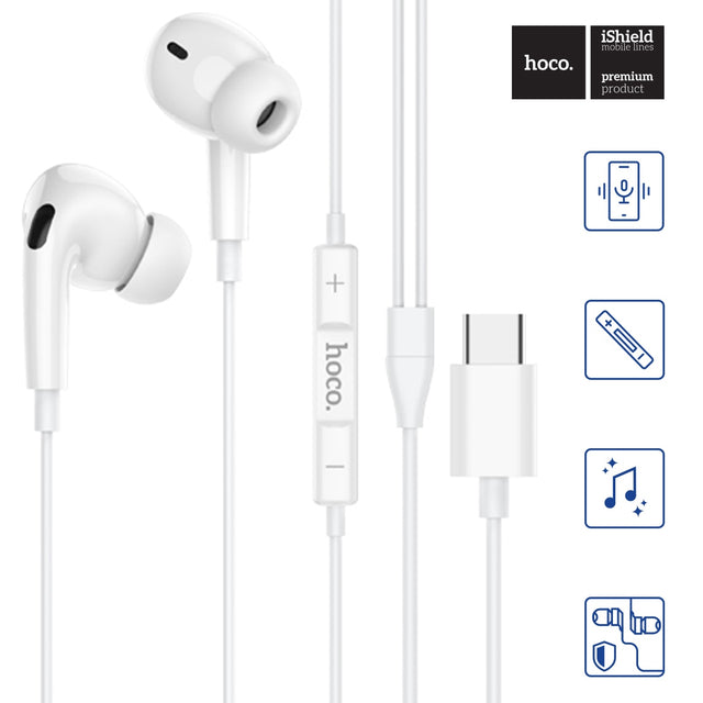 Casti cu Fir Hoco M101 Pro, In Ear, USB-C, Microfon Digital,