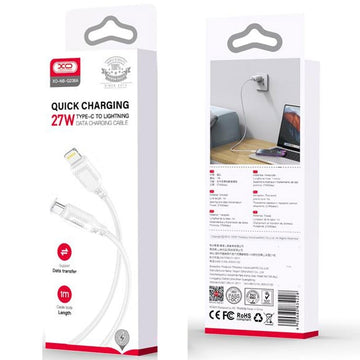 Cablu Date si Incarcare XO NB-Q236A, USB-C la Lightning, PD27W, QC3.0, Braided, 1m - Alb
