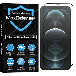 Folie Clear pentru iPhone 12 Pro, AntiStatic Glass - Transparent / Negru