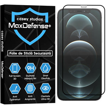 Folie Clear pentru iPhone 12 Pro, AntiStatic Glass - Transparent / Negru