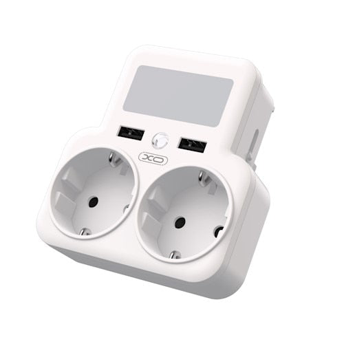 Adaptor Priza XO WL09, Dublu, cu Senzor si LED, 2xUSB-A - Alb