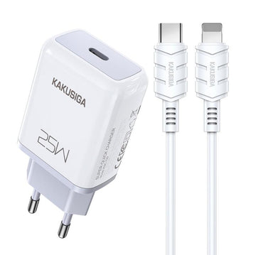 Incarcator Retea + Cablu Lightning Kaku KSC-814, 25W, 1xUSB-C, PD - Alb