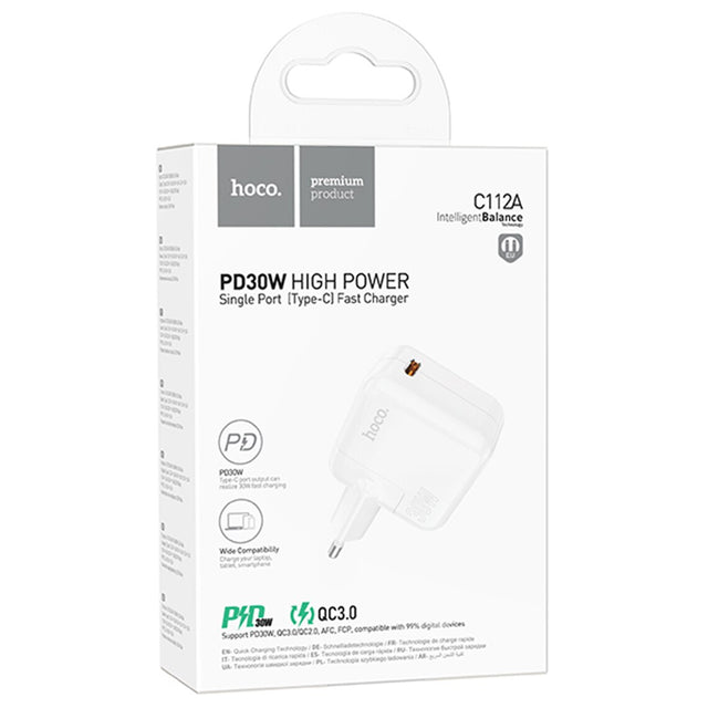 Incarcator Retea Hoco C112A, 30W, 1xUSB-C, PD - Alb