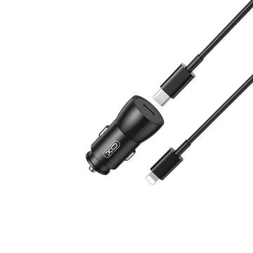 Incarcator Auto + Cablu Lightning XO CC57, 25W, 1xUSB-C, PD, Metallic - Negru