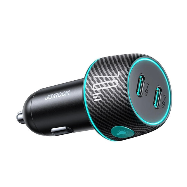Incarcator Auto Joyroom JR-CCN02, 70W, 2xUSB-C, PD, Multicolor Ambient - Negru