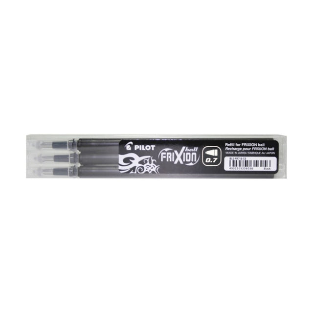 Rezerva roller Pilot Frixion BLS-FR7-B-S3, plastic, 0.7mm Fine, negru, set 3 buc