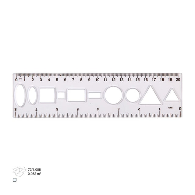 Rigla Ark 038, 20cm, plastic, cu sablon forme geometrice