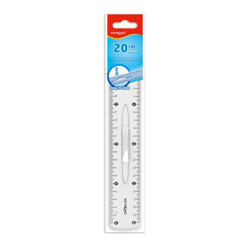 Rigla Keyroad KR971059-20, 20cm, plastic, transparent, cu maner, blister