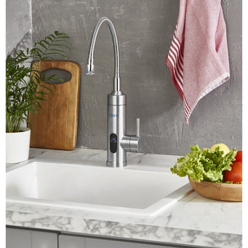 Robinet electric Z-Inox ZLN7873 3000W cu ecran digital si incalzire instanta pipa flexibila inox