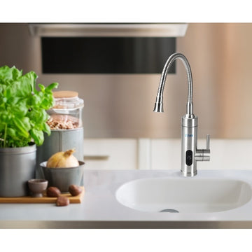 Robinet electric Z-Inox ZLN7873 3000W cu ecran digital si incalzire instanta pipa flexibila inox