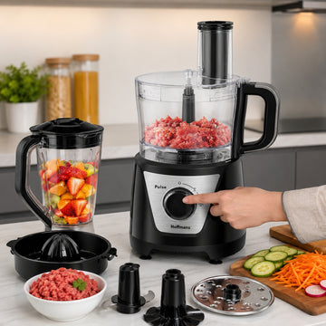 Robot de bucatarie 8 in 1 Hoffmans HM-1278, 1000W, Blender si Food Processor, Negru