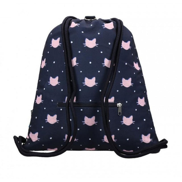 Rucsac cu snur pentru copii St.Right Meow 623189, bleumarin cu roz