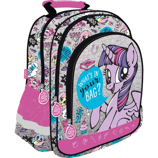 Rucsac cu snur pentru copii St.Majewski My Little Pony 205118, roz cu gri, 38cm