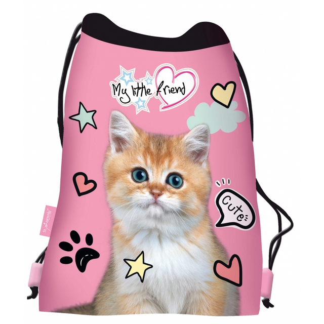 Rucsac cu snur pentru copii St.Majewski My Little Friend Cat 642753, roz, 33.4x44.5cm