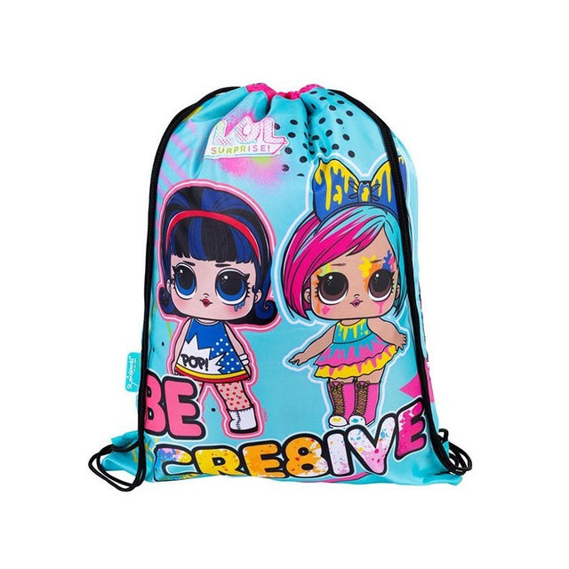 Rucsac cu snur pentru copii St.Majewski LOL 35991, bleu cu roz, 33x42cm