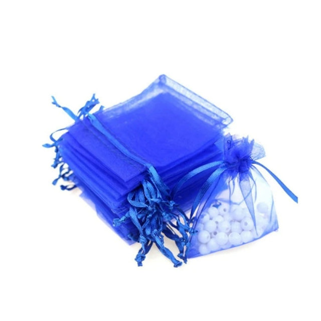 Saculet organza, 7x9cm, dreptunghiular, albastru, set 100 buc