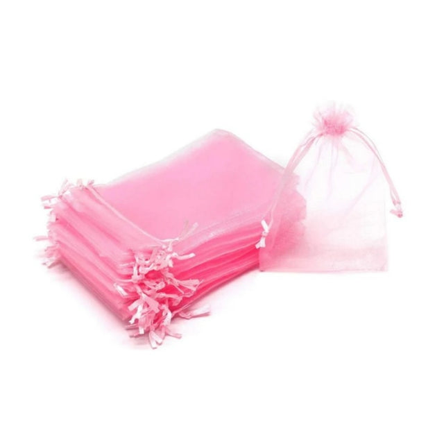 Saculet organza, 7x9cm, dreptunghiular, roz, set 100 buc