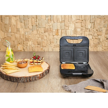 Sandwich maker 5 in 1 Zilan ZLN-3932, 800W, placi detasabile grill, triunghi, sandwich, vafe, nuci, antiaderente, negru/inox