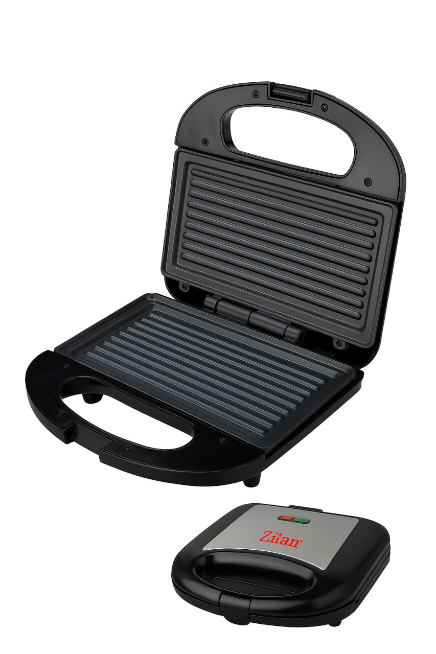 Sandwich maker Floria ZLN-0829N, grill antiaderent, 750W, 2 sandwich-uri, negru, depozitare verticala