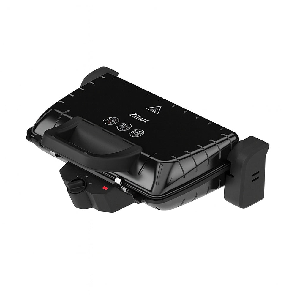 Sandwich-maker si Grill 1600W, Zilan ZLN4021, placi antiaderente, termostat reglabil, negru/inox