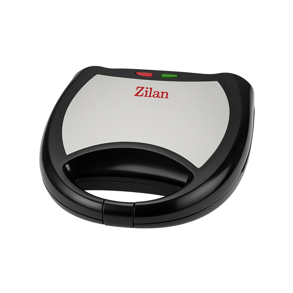 Sandwich maker Zilan ZLN-8136, 750W, teflon antiaderent, LED, protectie supraincalzire, maner ergonomic, negru/argintiu