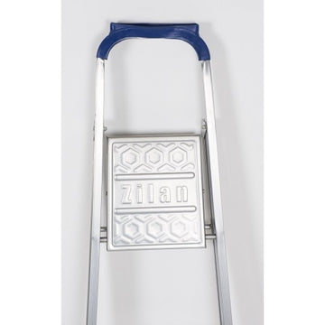 Scara metal ZILAN, 4 trepte + platforma, profil patrat, ZLN1169, argintiu