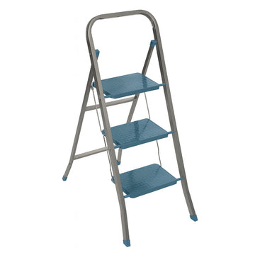 Scara pliabila metal ZILAN, 3 trepte, sistem blocare, ZLN4292, argintiu-albastru