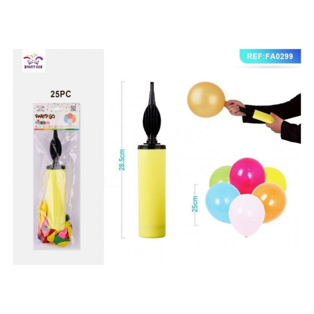 Set accesorii petrecere PartyGo, 25cm, pompa, diverse culori, FA0299, set 25 buc