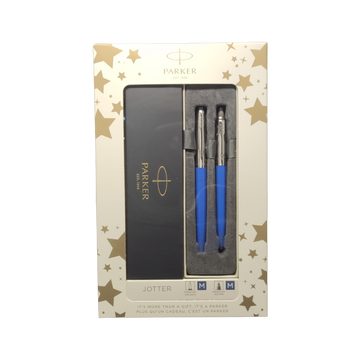 Set cadou stilou + pix Parker Jotter clasic, corp metalic albastru
