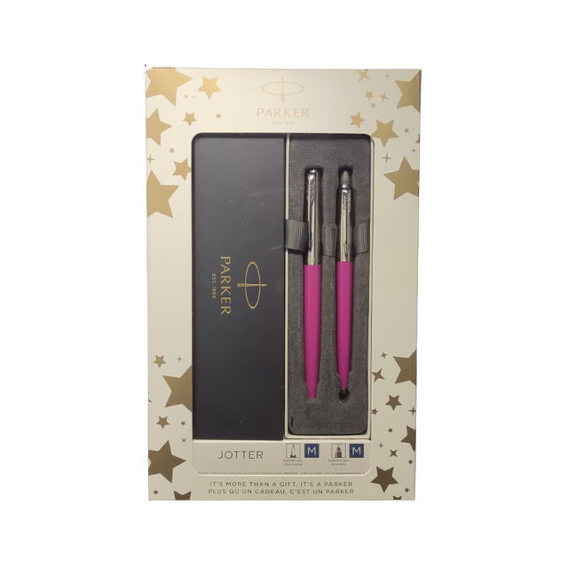 Set cadou stilou + pix Parker Jotter clasic, corp metalic mov