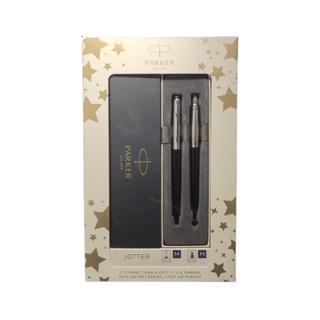 Set cadou stilou + pix Parker Jotter clasic, corp metalic negru