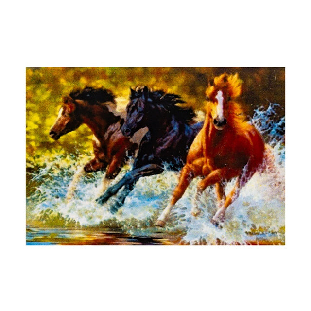 Set creativ - pictura cu diamante 40x50cm, CNX Paint by Beads - 3 cai salbatici - cu cifre si litere, 8247