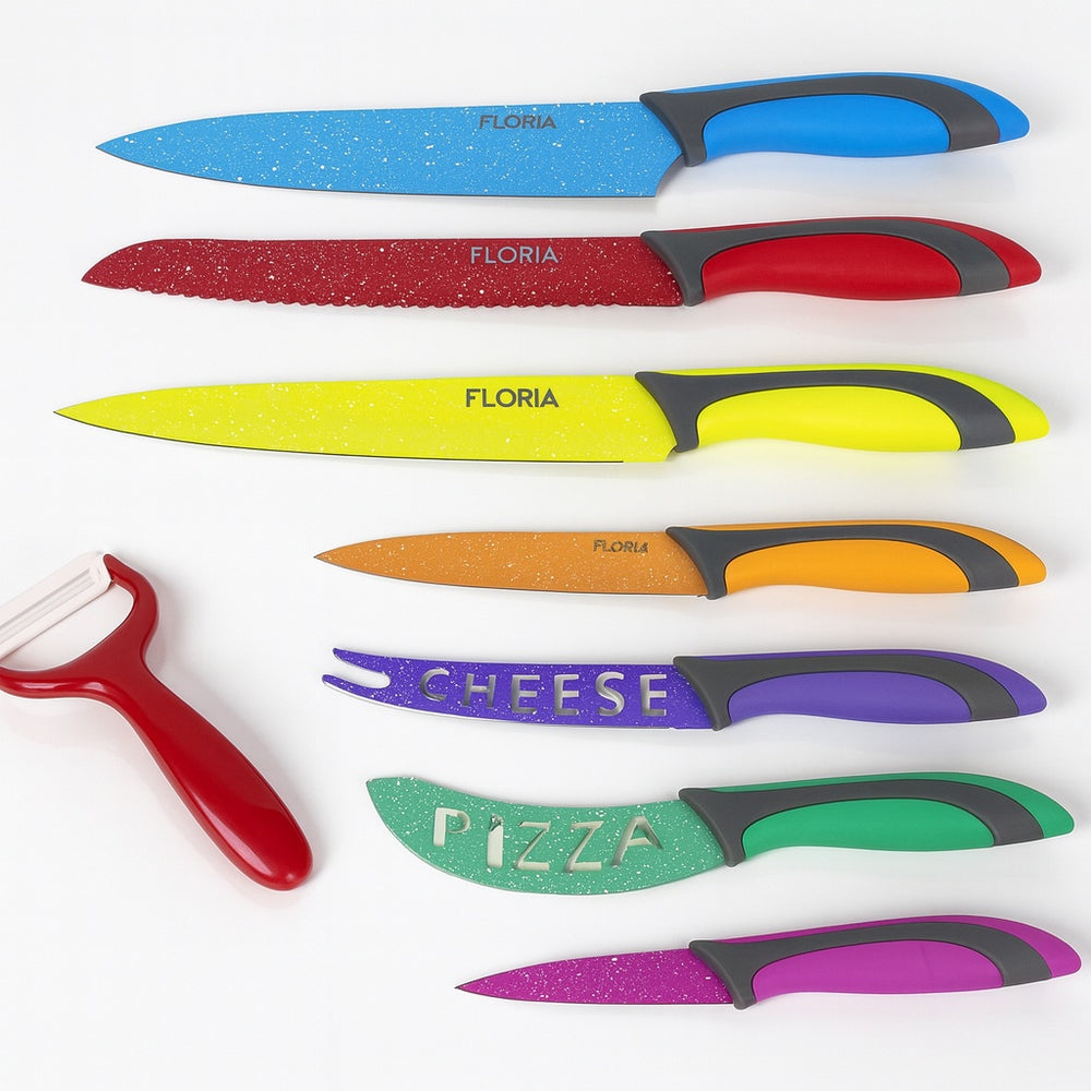 Set cutite Floria 8 piese, otel inoxidabil neaderent, ZLN1143, multicolor