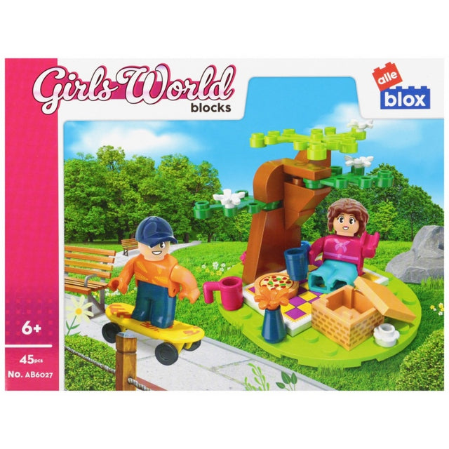 Set de constructie Alleblox Girls World - in parc la picnic- AB6027 / 547907, 45 piese, 6+