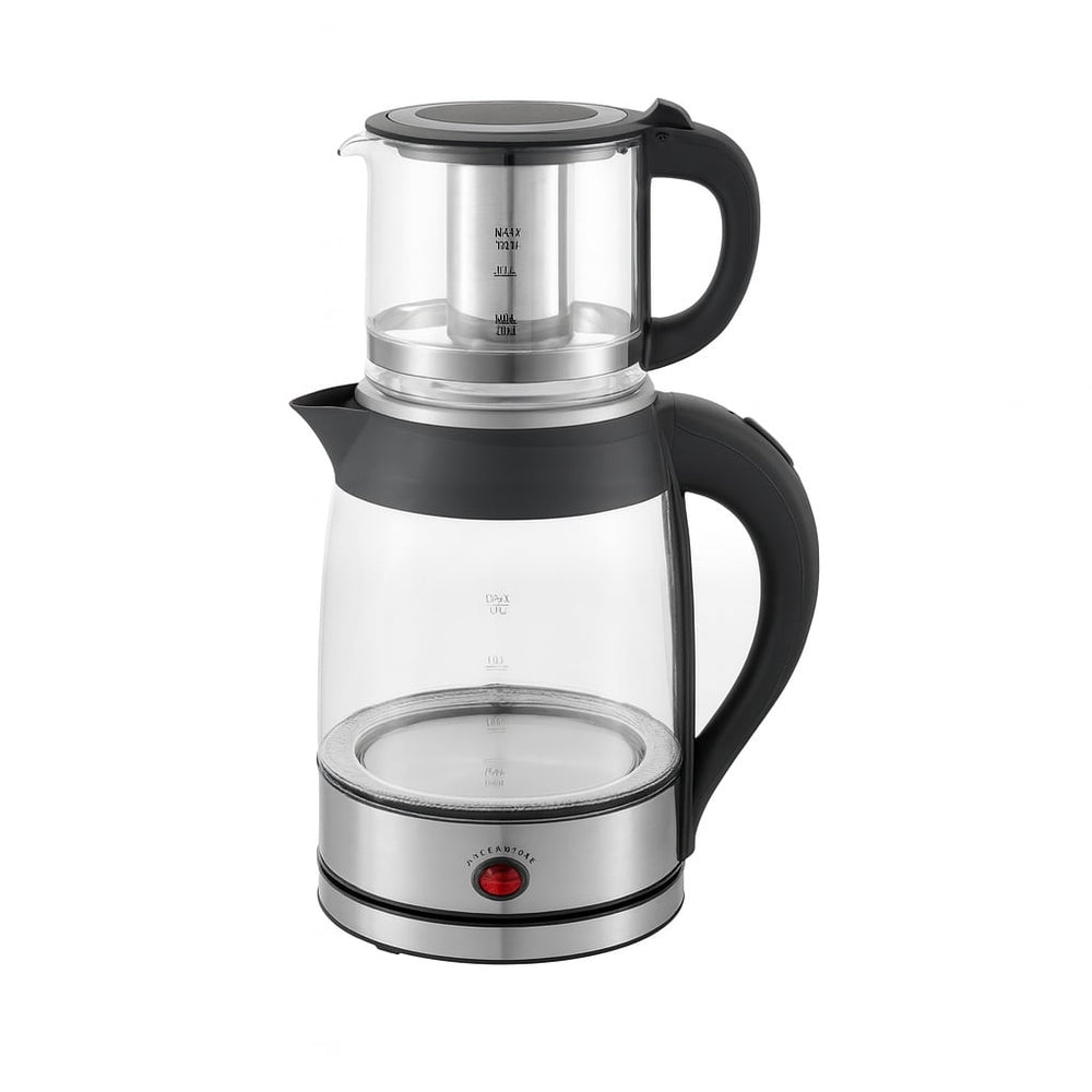 Set Fierbator electric + Ceainic Zilan ZLN4858 – 2200W, 1.8L inox + 0.8L sticlă, control digital LED, functie de mentinere a caldurii, argintiu