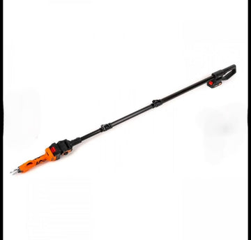 Set foarfeca electrica Pexor doolong, mini drujba, brat telescopic 2m, 2 acumulatori 36V, unghi reglabil, negru-portocaliu