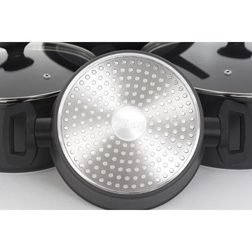 Set oale gatit ZILAN 7 piese, aluminiu interior neaderent PTFE, capace sticla, ZLN3277, gri