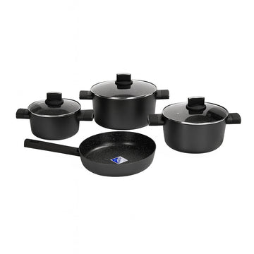 Set oale gatit ZILAN 7 piese, marmura ceramica 5 straturi, soft touch, capace sticla, ZLN0959, negru