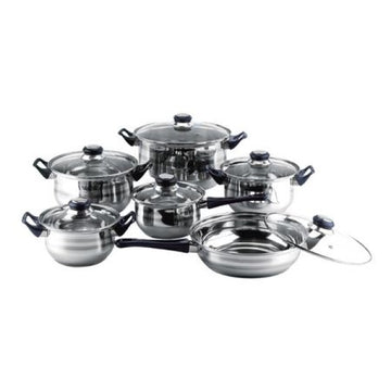 Set oale inox 12 piese FLORIA, grosime 0.4mm, fund triplu stratificat, ZLN4038, inox