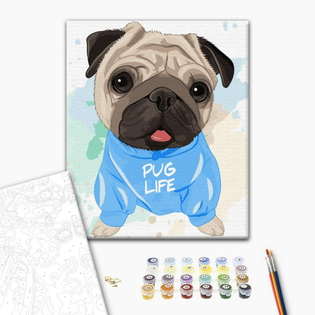 Set pictura pe numere 40x50cm, Brushme - Caine stralucitor - pensule, culori, BS51352