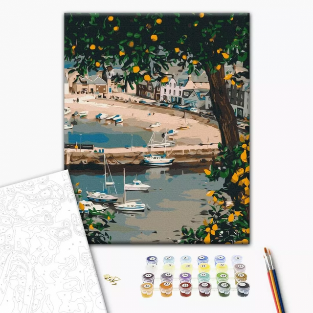 Set pictura pe numere 40x50cm, Brushme - Un golf pitoresc - pensule, culori, BS53780