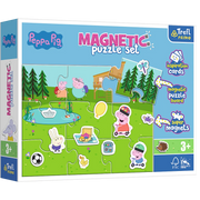 Set Puzzle magnetic 9 piese + 12 cartoane + magneti Trefl Primo - Peppa Pig - Peppa Pig se distreaza, 516179, 3+ ani