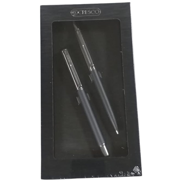 Set cadou stilou + pix Cresco Reporter 290035, corp metalic grafit clips argintiu