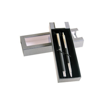 Set cadou stilou + pix Cresco Winner 880014/880020 W-02, corp metalic negru mat clips argintiu