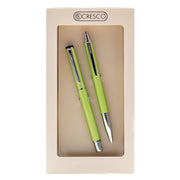 Set cadou stilou + pix Cresco Winner 880059, corp metalic verde pastel clips argintiu