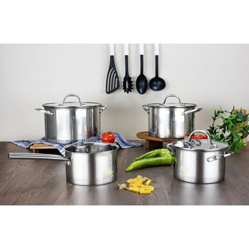 Set vase gatit inox 7 piese ZILAN, gradate, manere nituite, ZLN1344, argintiu