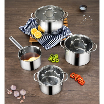Set vase gatit inox 7 piese ZILAN, gradate, manere nituite, ZLN1344, argintiu