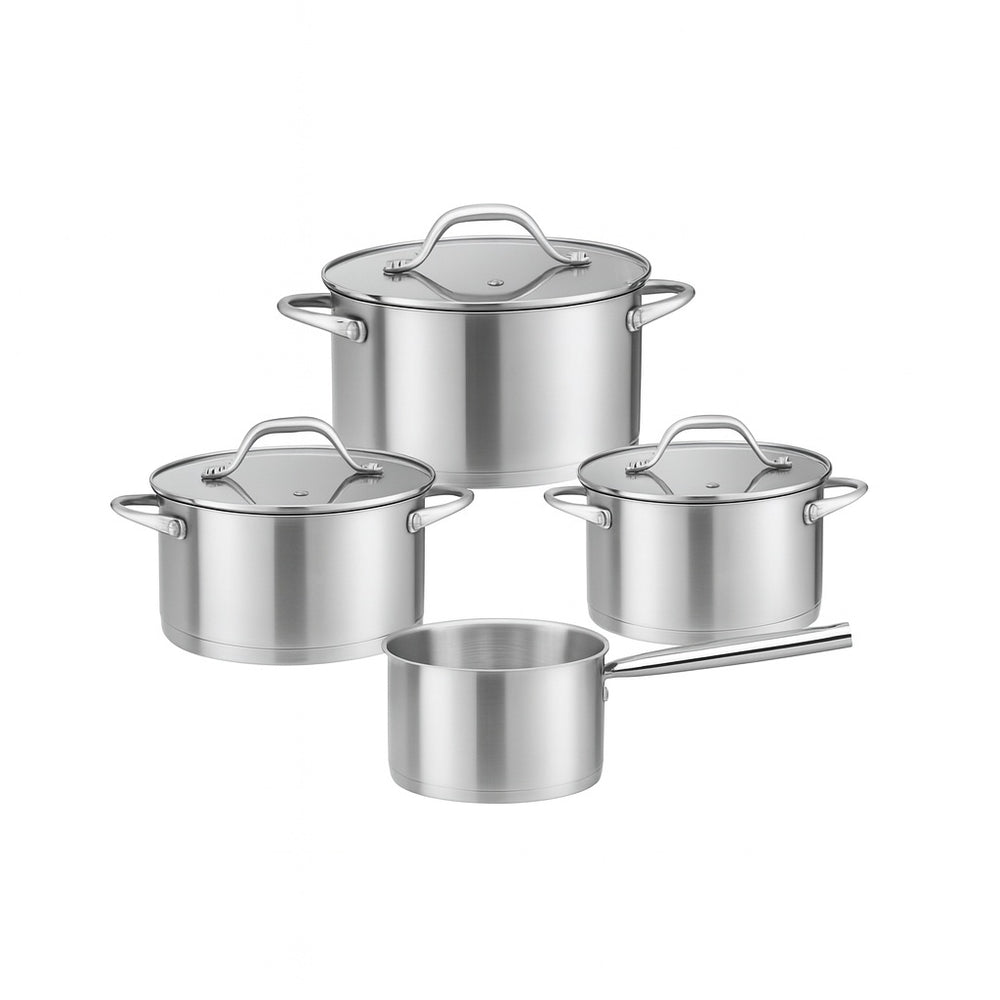 Set vase gatit inox 7 piese ZILAN, gradate, manere nituite, ZLN1344, argintiu
